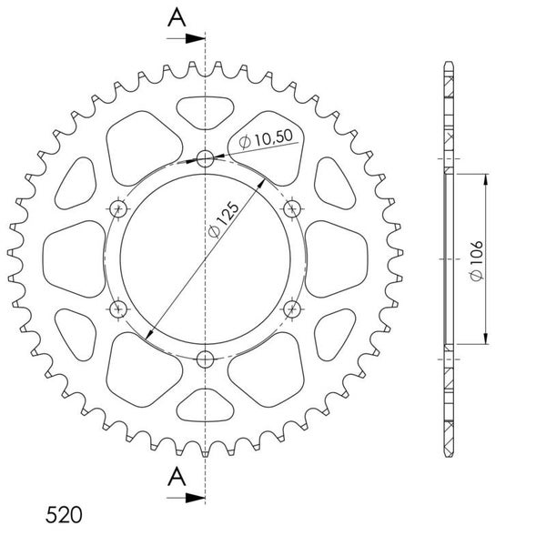 Supersprox Rear Sprocket Alu RAL-2013:47 Black